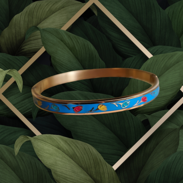 Bracelet floral coloré - acier inoxydable et émail